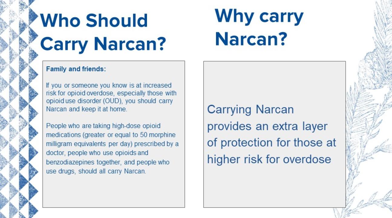 Who should carry Narcan and why