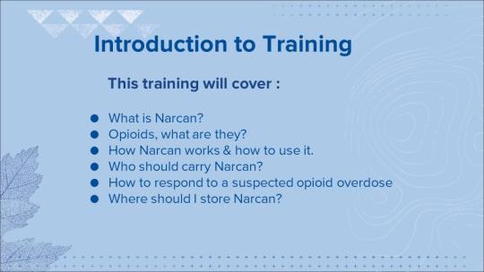 Introduction to training and overview of what training will cover