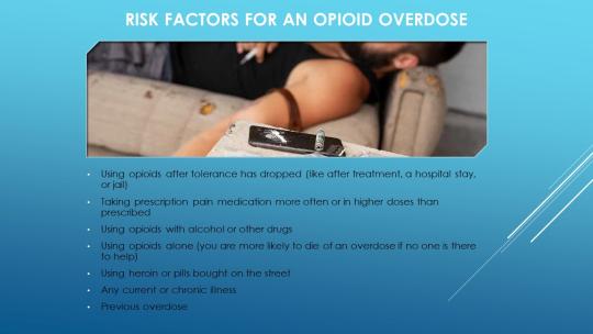 Describes risk factors for opioid overdose