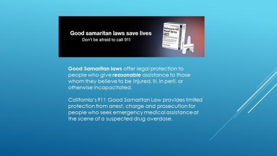 Good samaritan laws and naloxone