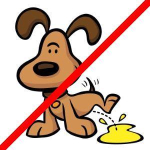 Dog peeing with red x