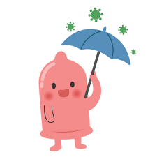 Condom with umbrella