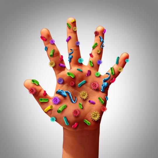 Photo of germs on a hand